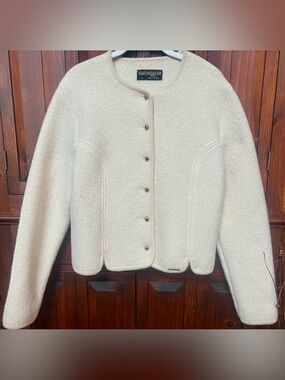 Cream Bouclé Button-Front Jacket